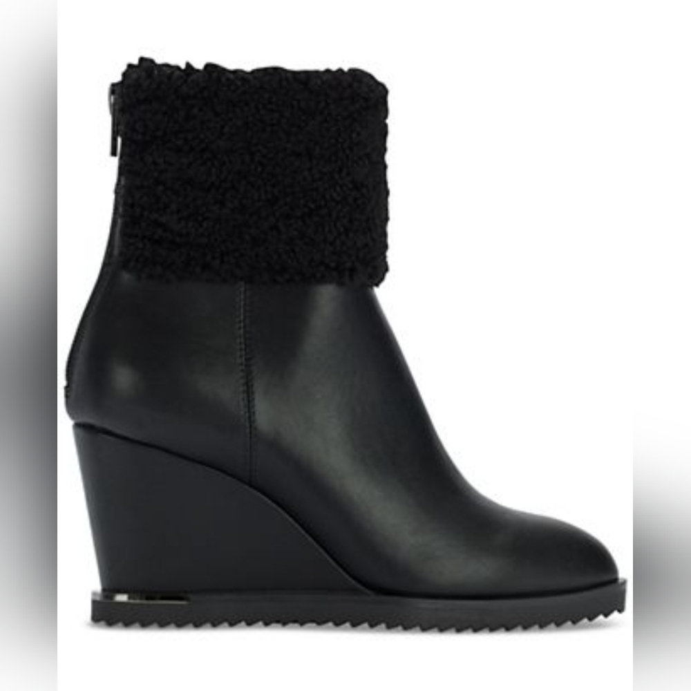 DKNY Black Wedged Knee Length Booties